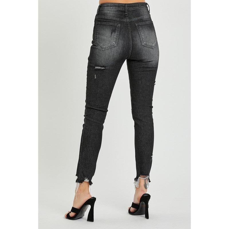 Risen High Rise Relaxed Fit Distressed Skinny Jeans